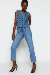 Blue high waist jeans