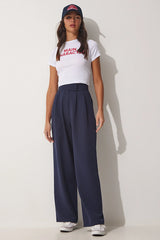 Navy high waist trousers
