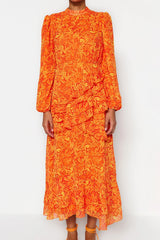 Floral orange maxi dress