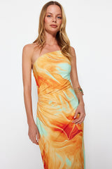 Tie dye orange dress