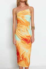 Tie dye orange dress