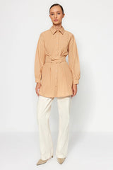 Beige belted shirt