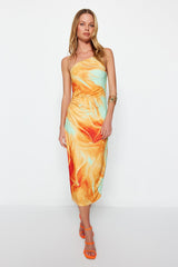 Tie dye orange dress