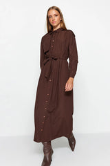 Belted brown Dress