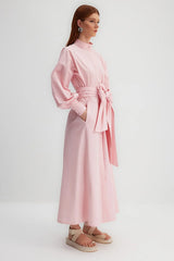 Baby pink bow maxi dress