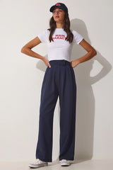 Navy high waist trousers