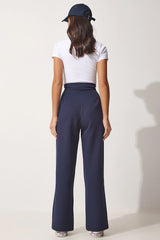 Navy high waist trousers
