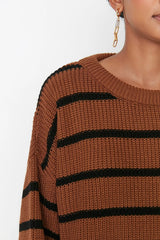 Camel striped sweater top