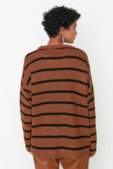 Camel striped sweater top