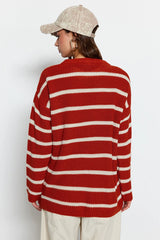 Red striped sweater top