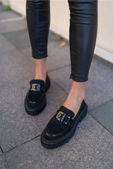 Black chunky loafers