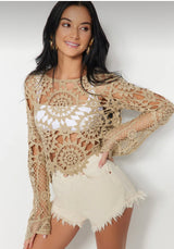 Beige Lace Knitted Blouse
