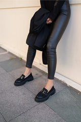 Black chunky loafers