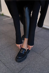 Black chunky loafers