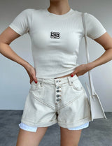 ecru short sleeve top