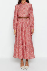 Floral belted maxi dress