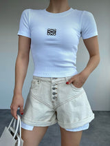 White short sleeve top