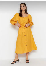 Belted Buttoned Dress