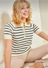 Striped short sleeve top