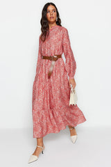 Floral belted maxi dress