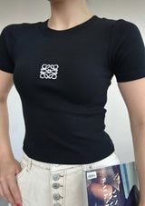 black short sleeve top