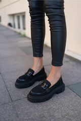 Black chunky loafers