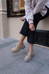 beige chunky loafers