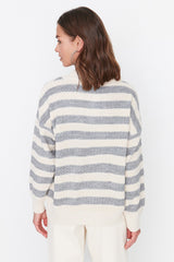 ecru and grey sweater top