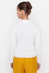 White polo knitted top