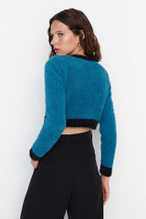 Blue gold buttoned cardigan