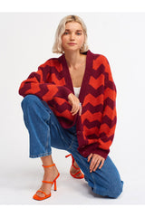 Red buttoned striped cardigan