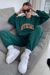 Green joggers and sweatshirt set
