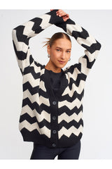 Black buttoned striped cardigan