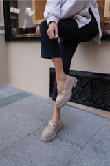 beige chunky loafers