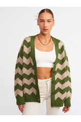 Green buttoned striped cardigan