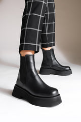 black platform boots