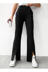 Black wide leg trousers