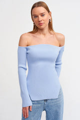 off shoulder blue top