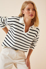 black and white Stripe top