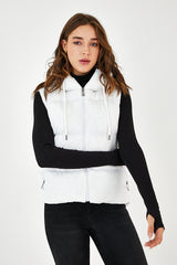 white Hooded Vest