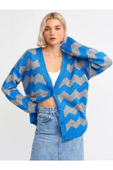 Blue buttoned striped cardigan