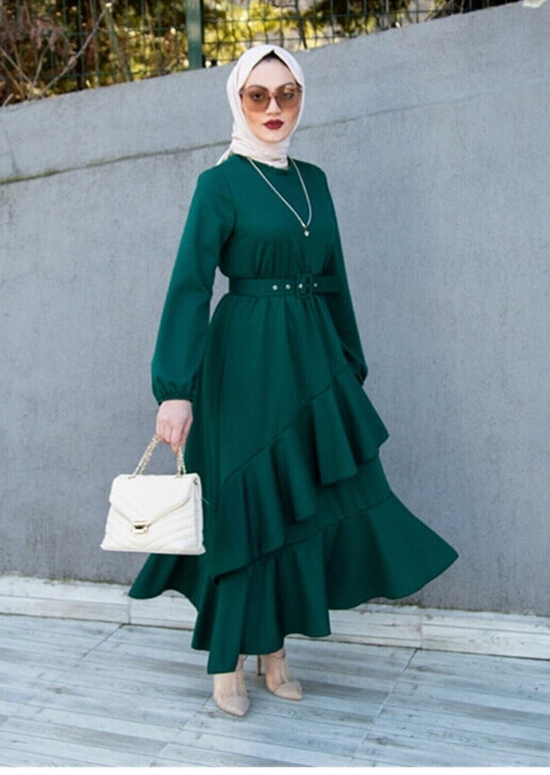 Green dress deals with hijab