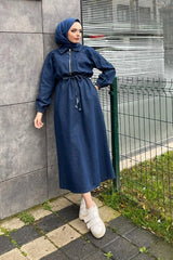 dark blue denim dress