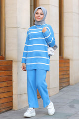 blue striped co-ord set