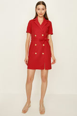 buttoned red dress