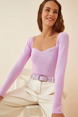 square neck lilac top