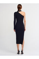 one sleeve black dress