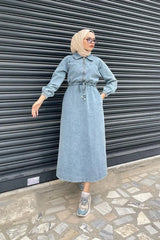 light blue denim dress