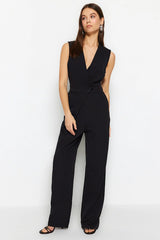 Black v neck jumpsuit