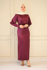 Belted satin Dress